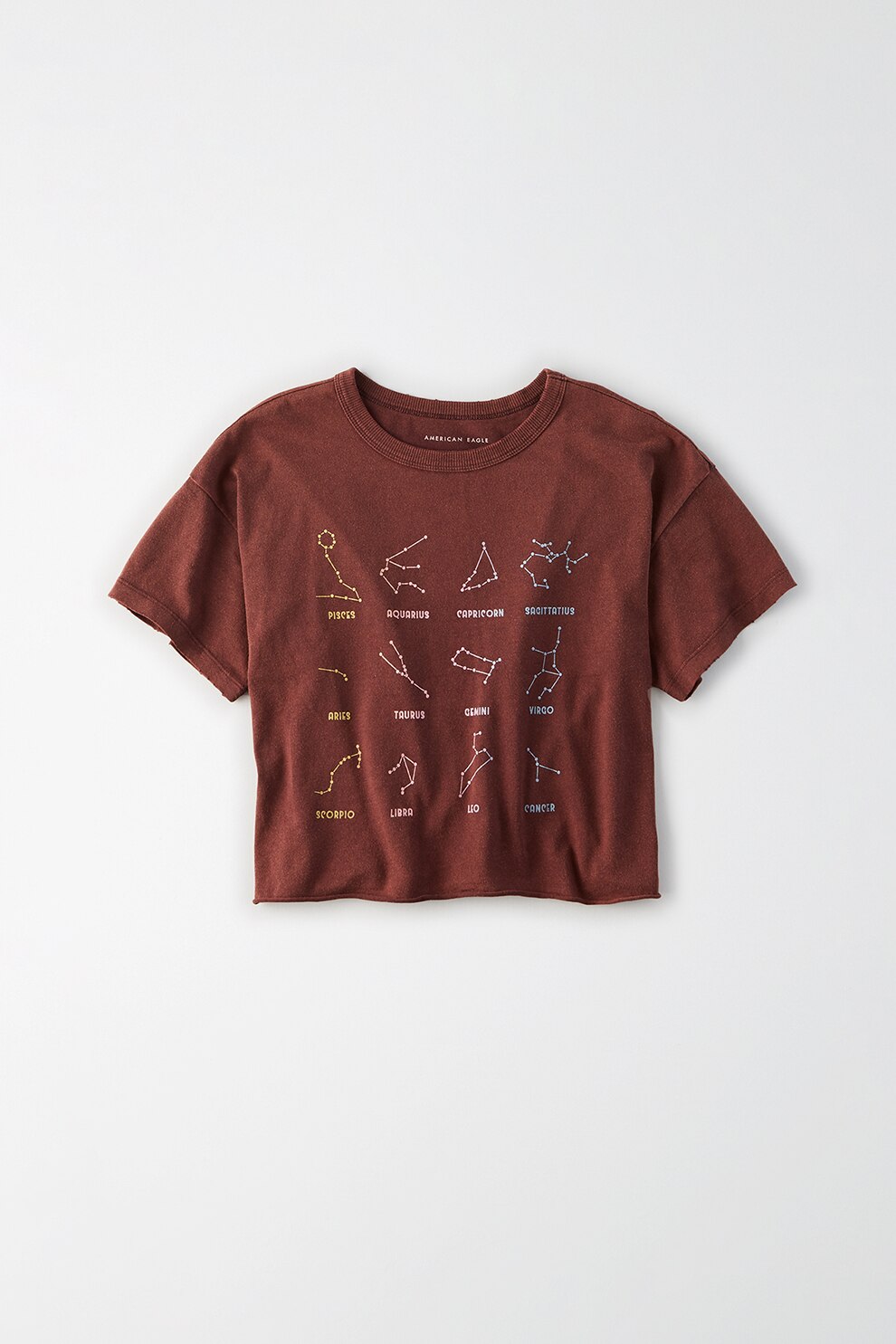 American Eagle, Tricou din amestec de modal cu imprimeu grafic, Rosu Bordeaux