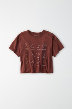 American Eagle, Tricou din amestec de modal cu imprimeu grafic, Rosu Bordeaux American Eagle, Tricou din amestec de modal cu imprimeu grafic, Rosu Bordeaux