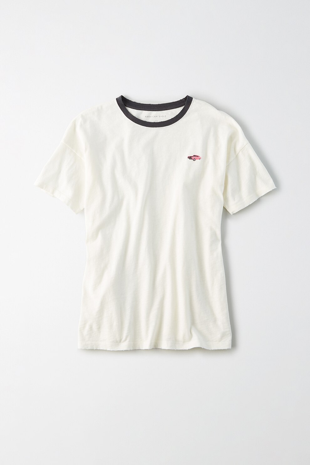 American Eagle, Tricou cu broderie discreta, Alb, L