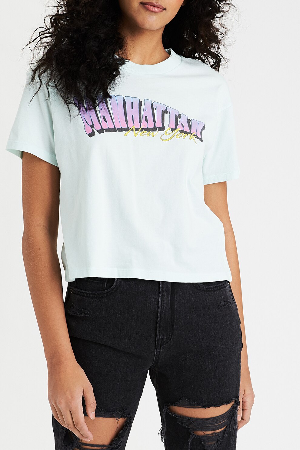 American Eagle, Tricou cu imprimeu grafic, Verde menta