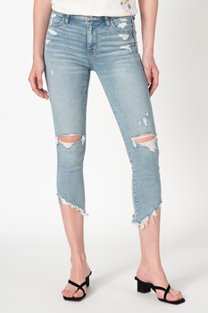 American Eagle, Blugi 3/4 cu talie inalta si rupturi decorative, Albastru deschis, W29-L30 American Eagle, Blugi 3/4 cu talie inalta si rupturi decorative, Albastru deschis, W29-L30
