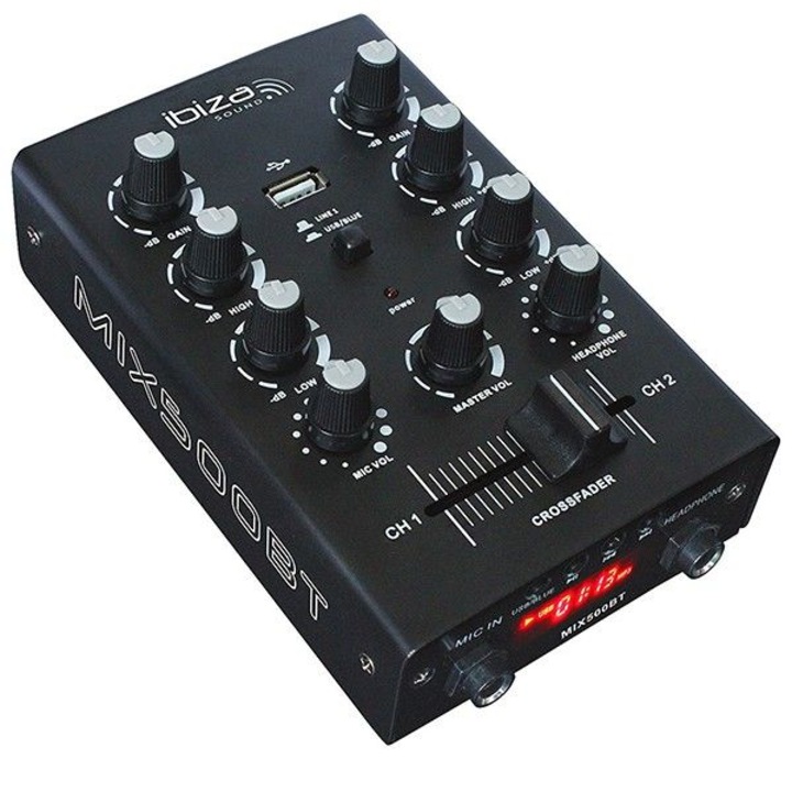 Ibiza Sound MIX500BT Dj 2 csatornás keverő, USB, Bluetooth