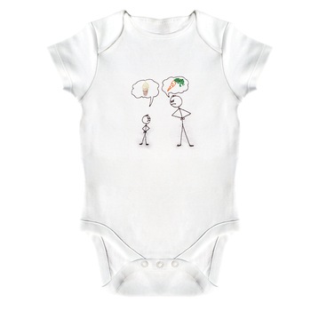 Body bebe, LWS, bumbac organic, brodat, model inghetata si morcov, Alb Body bebe, LWS, bumbac organic, brodat, model inghetata si morcov, Alb