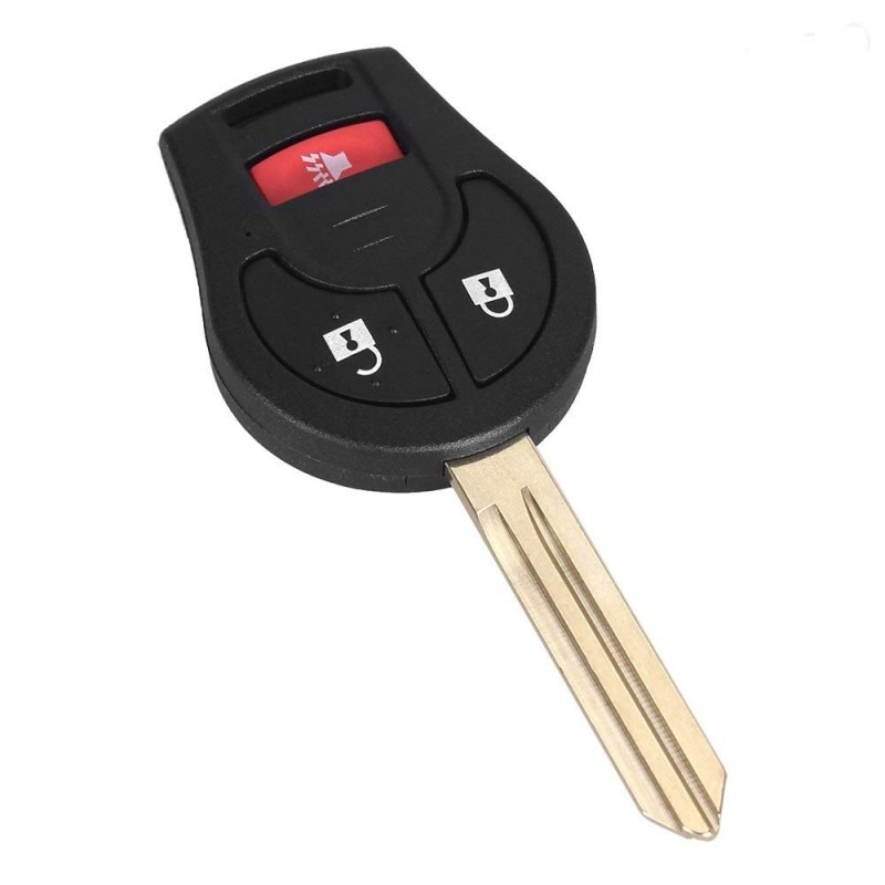 Carcasa cheie compatibil Nissan 2 butoane, +1 buton panica, cu locas baterie, negru