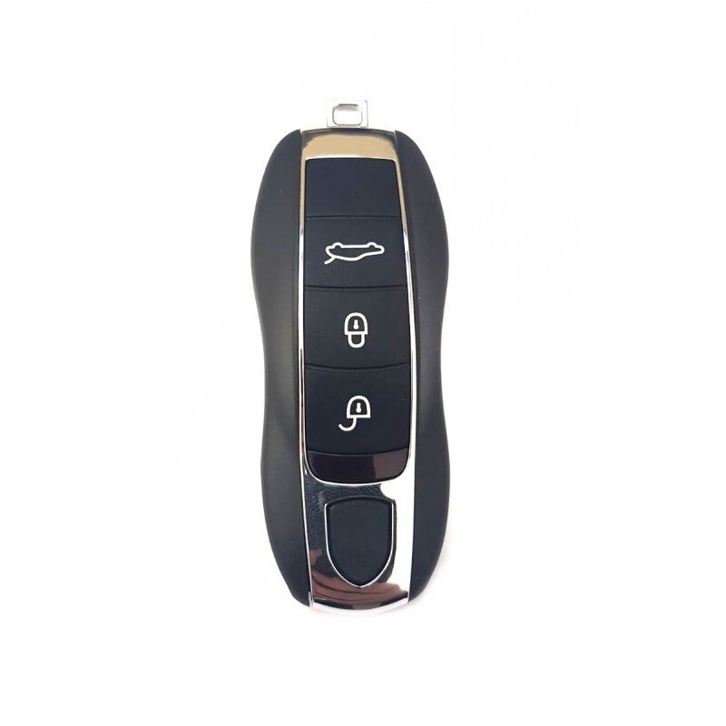 Carcasa cheie Premium compatbil Porsche 3 butoane, +1 buton panica, negru-crom