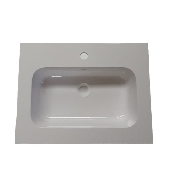 Lavoar compozit pentru mobilier baie 605x460x145 mm, Kompotech, Alb lucios/mat