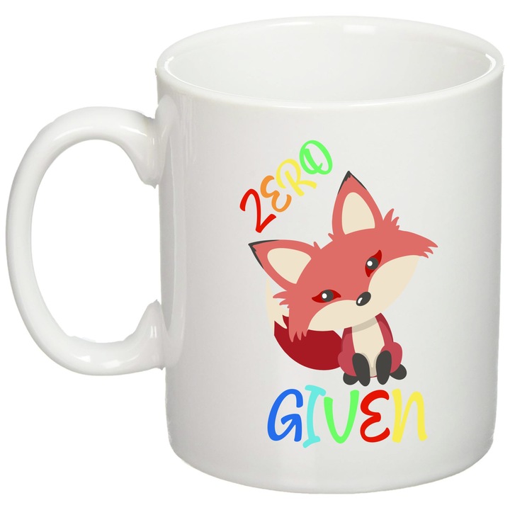 Cana personalizata "Zero Fox Given!'", Giftoro, Alba, 330ml