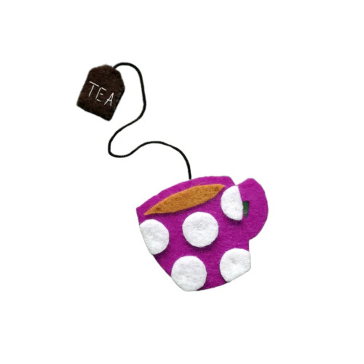 Semn de carte handmade ceasca de ceai, multicolor, 19 x 6.5 cm