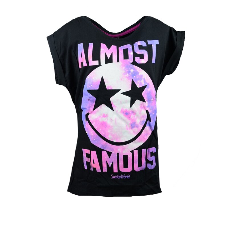 Tricou cu maneca scurta fete E Plus M Almost Famous, Multicolor, Negru