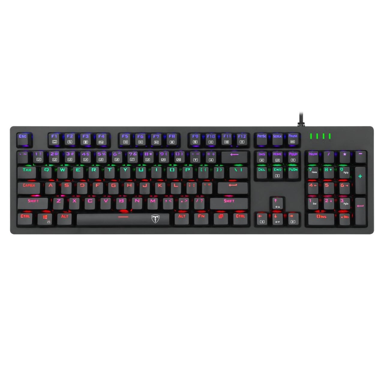 Tastatura gaming mecanica T-Dagger Bermuda, Iluminare RGB, switch-uri albastre Outemu, Negru