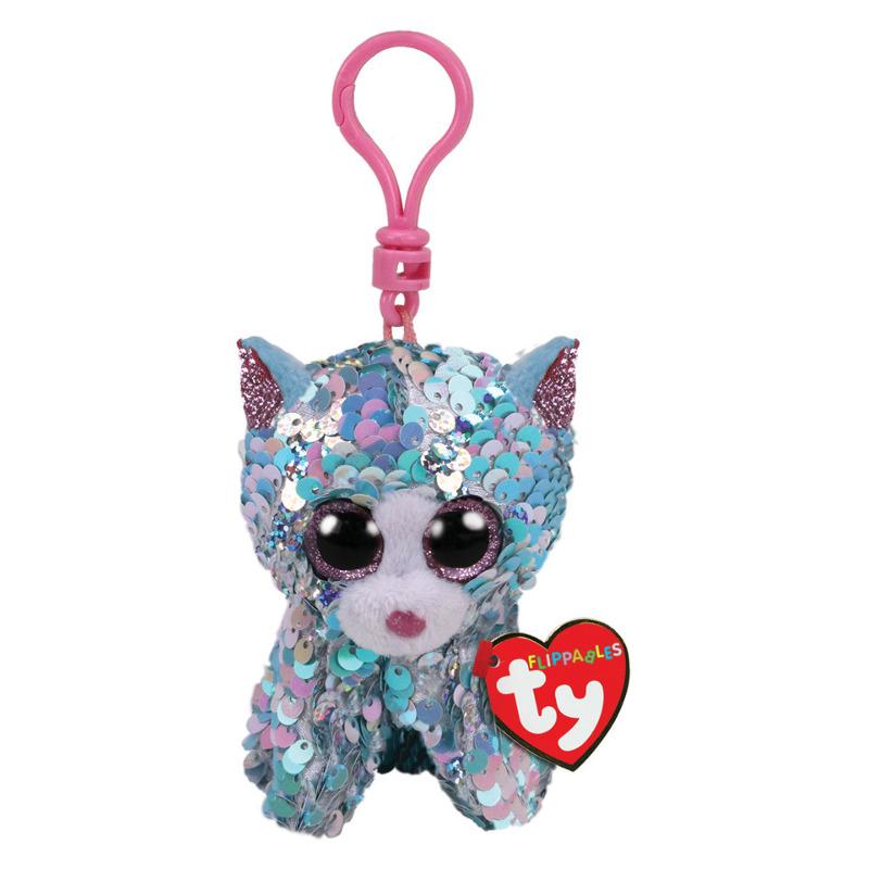 Breloc din plus cu paiete, Ty, pisica Whimsy, 8.5 cm11047