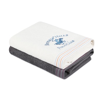 Set 2 prosoape de baie , Beverly Hills Polo, gri-alb, 70x140cm Set 2 prosoape de baie , Beverly Hills Polo, gri-alb, 70x140cm