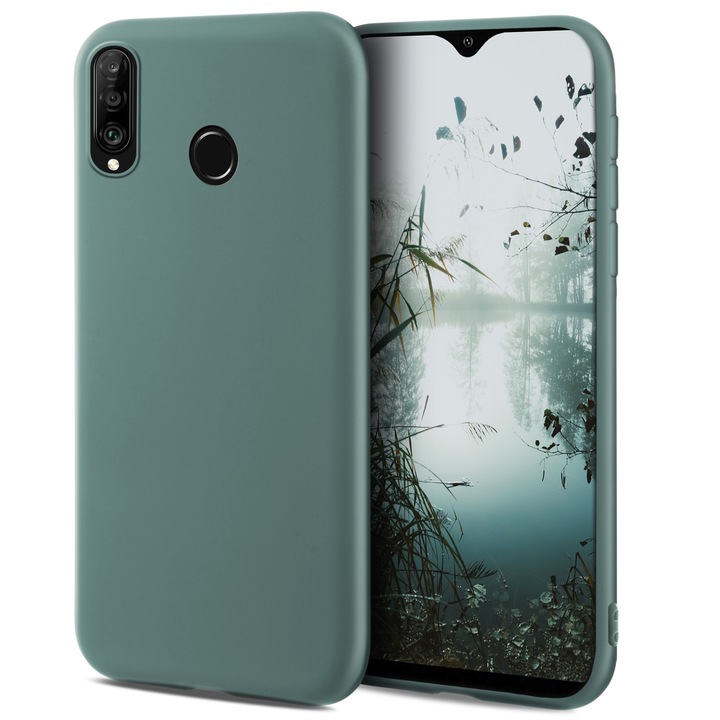 Husa pentru telefon, Moozy, Huawei P30 Lite, Albastru gri, Silicon