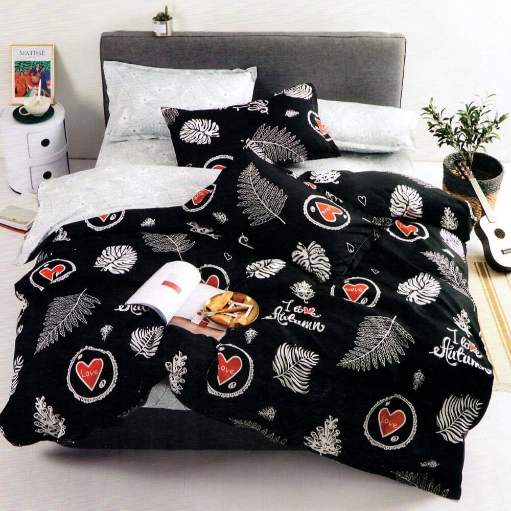 Set Pilota Microfibra Color + 2 Fete de Perna, 3 Piese, Pat 2 Persoane, Autumn Love