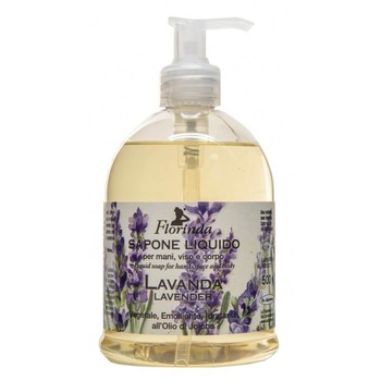 Sapun lichid vegetal hidratant La Dispensa, Florinda cu lavanda si ulei de Jojoba, 500 ml Sapun lichid vegetal hidratant La Dispensa, Florinda cu lavanda si ulei de Jojoba, 500 ml