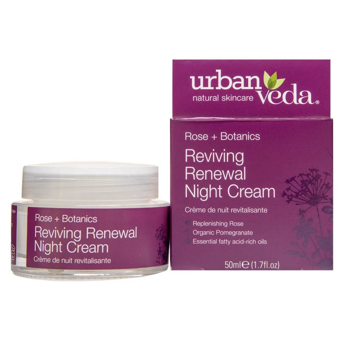 Crema regeneranta de noapte Urban Veda, Reviving cu ulei de trandafir de Damasc pentru ten matur, 50 ml