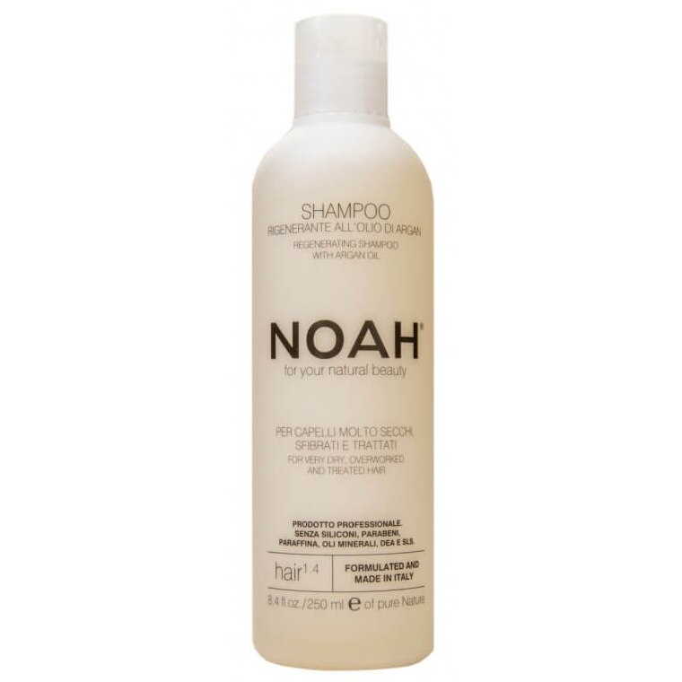 Sampon natural regenerant Noah, 1.4 cu ulei de argan pentru par foarte uscat si deteriorat, 250 ml