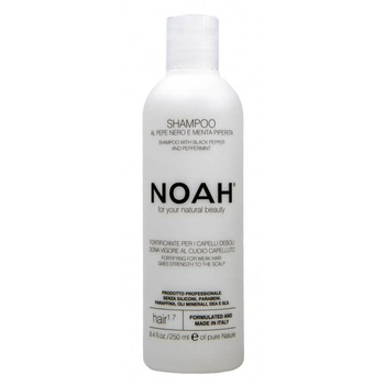 Sampon natural fortifiant Noah, 1.7 cu piper negru si menta pentru par slabit si deteriorat, 250 ml Sampon natural fortifiant Noah, 1.7 cu piper negru si menta pentru par slabit si deteriorat, 250 ml