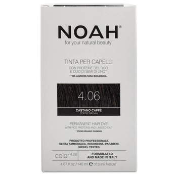 Vopsea de par permanenta fara amoniac Noah 4.06 Saten cafeniu, 140 ml Vopsea de par permanenta fara amoniac Noah 4.06 Saten cafeniu, 140 ml