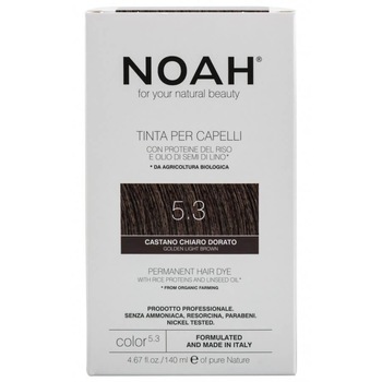 Vopsea de par permanenta fara amoniac Noah 5.3 Saten auriu deschis, 140 ml Vopsea de par permanenta fara amoniac Noah 5.3 Saten auriu deschis, 140 ml