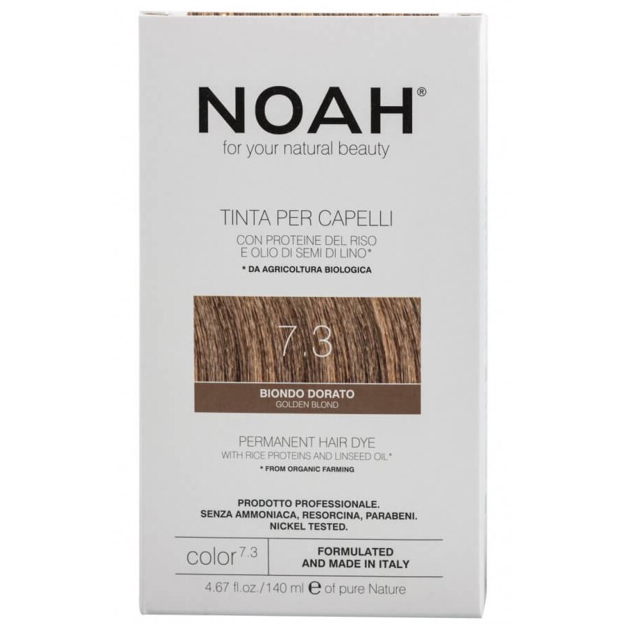 Vopsea de par permanenta fara amoniac Noah 7.3 Blond auriu, 140 ml