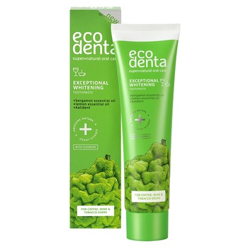 Pasta de dinti pentru albire Ecodenta cu uleiuri de bergamota si lamaie si Kalident, 100 ml Pasta de dinti pentru albire Ecodenta cu uleiuri de bergamota si lamaie si Kalident, 100 ml