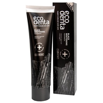 Pasta de dinti pentru albire Ecodenta, Extra Black cu carbune si Teavigo, 100 ml Pasta de dinti pentru albire Ecodenta, Extra Black cu carbune si Teavigo, 100 ml