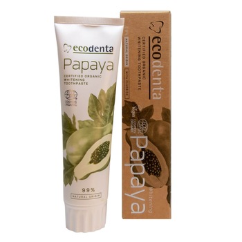 Pasta de dinti pentru albire Ecodenta, Cosmos Organic cu extract de papaya, 100 ml Pasta de dinti pentru albire Ecodenta, Cosmos Organic cu extract de papaya, 100 ml
