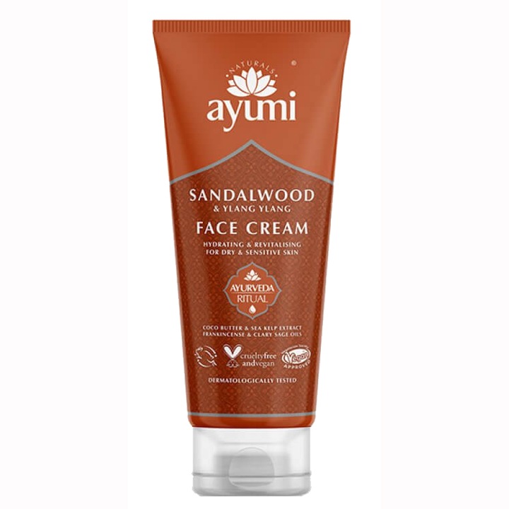 Крем за лице Ayumi, Хидратиращ, Със сандалово дърво и иланг иланг, За чувствителна кожа, 100 мл