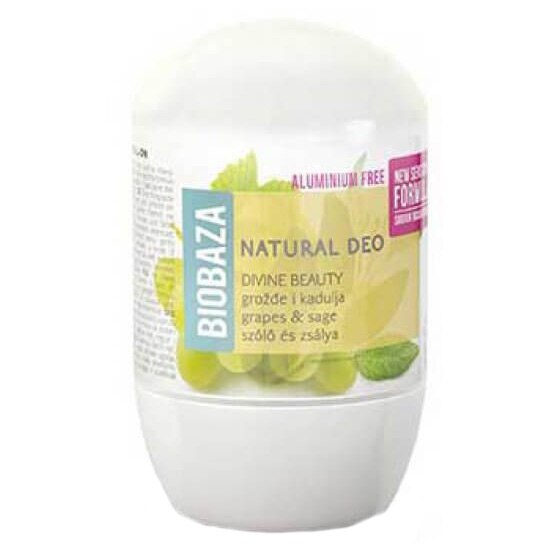 Deodorant natural pe baza de piatra de alaun Biobaza, Divine Beauty cu salvie si struguri, Femei, 50 ml