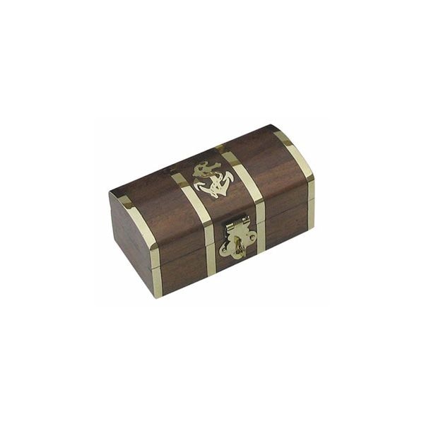 Caseta Sea Club din lemn, insertii de alama, 10x5x4.5cm