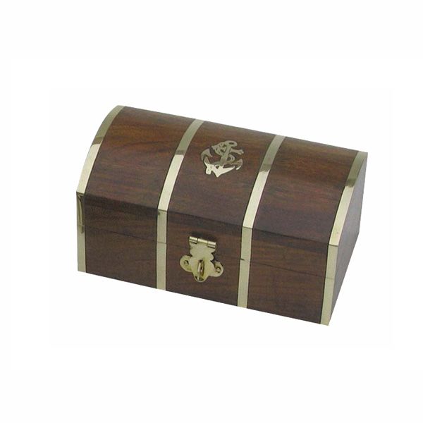 Caseta Sea Club din lemn, capac cu ancora gravata,14x8x6.5cm