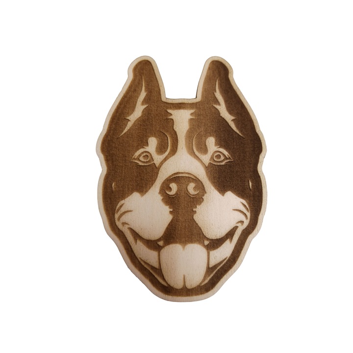 Fa pohártartó, Pitbull, gravírozott, 6 db-os készlet