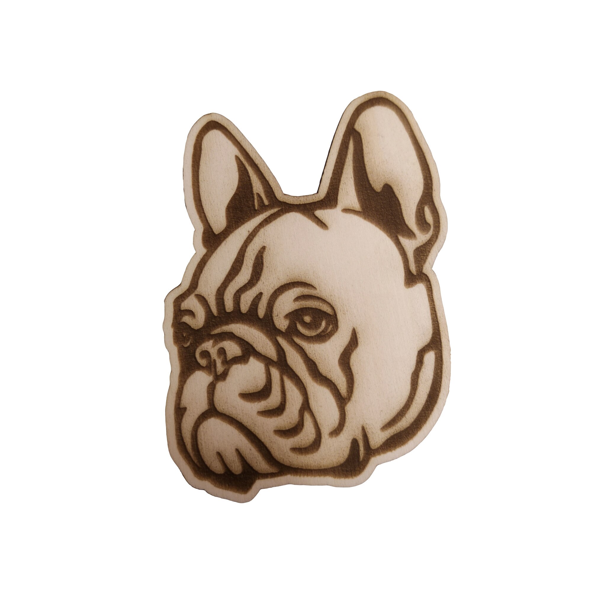 Suport din lemn pentru pahare, French Bulldog, gravat, set 6 buc