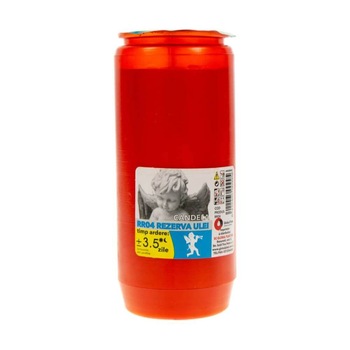 Rezerva Candela Rosie, Timp de Ardere 3.5 Zile, 140x56 mm, Parafina pe Baza de Ulei Rezerva Candela Rosie, Timp de Ardere 3.5 Zile, 140x56 mm, Parafina pe Baza de Ulei