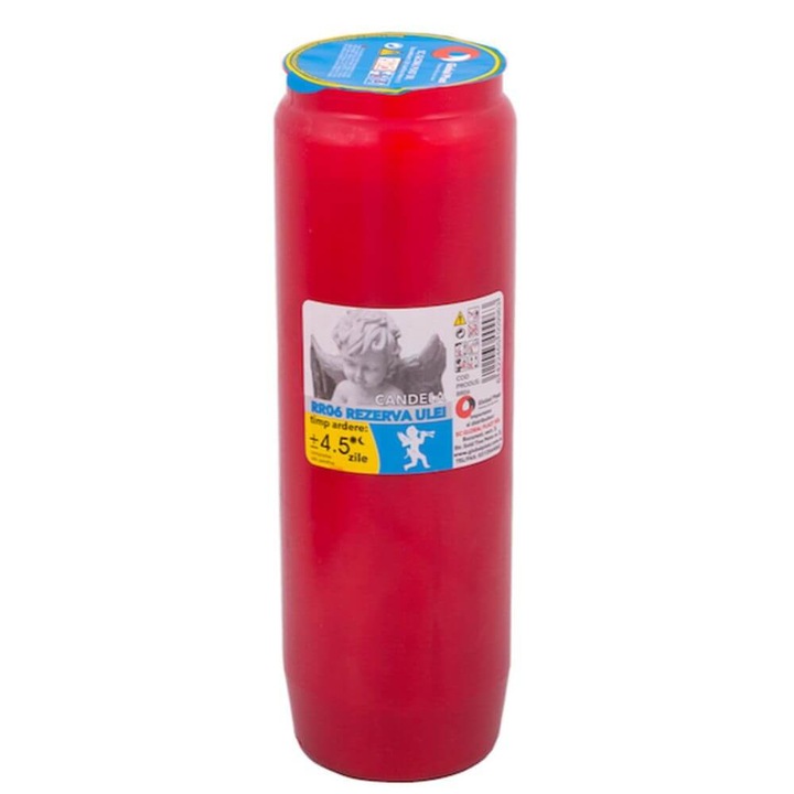 Rezerva Candela Rosie, Timp de Ardere 4.5 Zile, 180x56 mm, Parafina pe Baza de Ulei