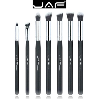 Set 7 pensule machiaj JAF®, maner din lemn, par 100% vegan, ochi, obraji, negru Set 7 pensule machiaj JAF®, maner din lemn, par 100% vegan, ochi, obraji, negru