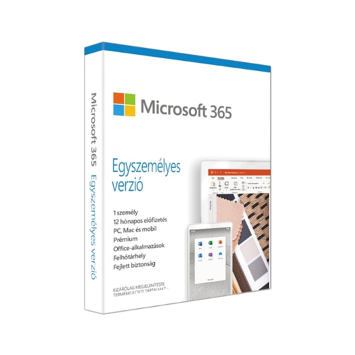 Microsoft 365 Egyszemélyes verzió, magyar, 1 felhasználó 1 év, adathordozó nélkül (QQ2-00995)