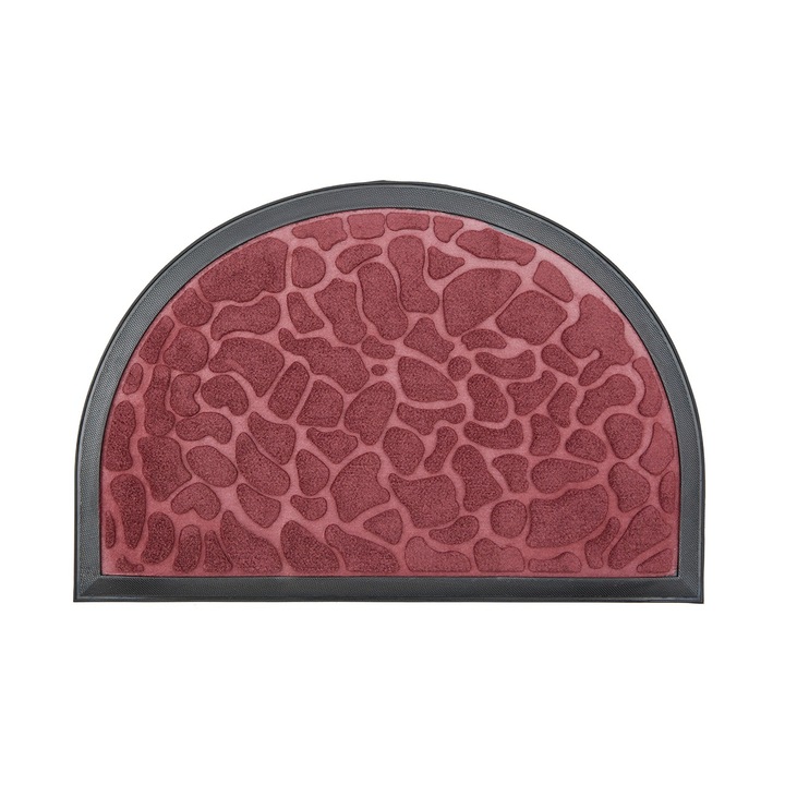 STONE félhold alakú szennyfogó lábtörlő, 60x40 cm, bordó