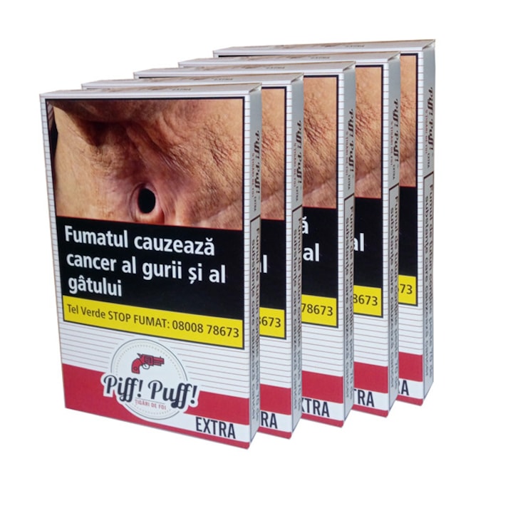 Set Tigari de foi Piff Puff Extra 237,50G, 5 cutii cu 5 Buc /cutie , 25 de tigari de foi