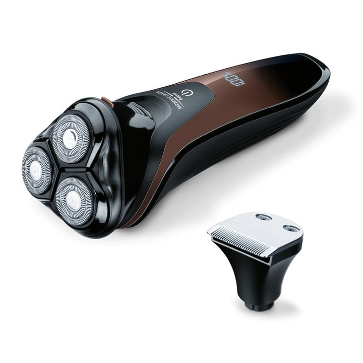 Aparat de ras electric, Beurer, HR 8000, timp de functionare 60 minute, cu cap pentru trimmer, Negru/Maro