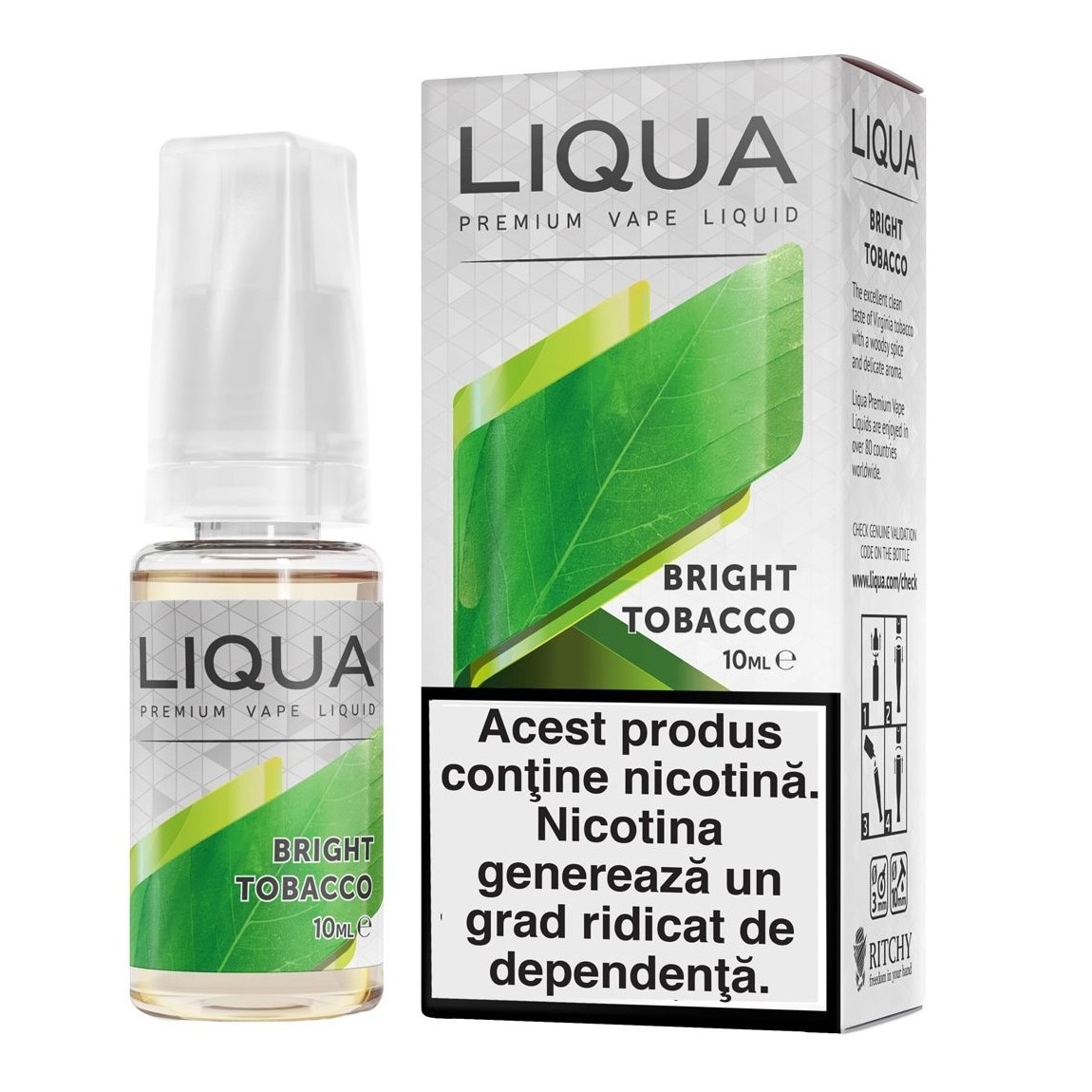 Lichid Tigara Electronica Liqua Elements - Bright Tobacco ,10ml ,12mg/ml