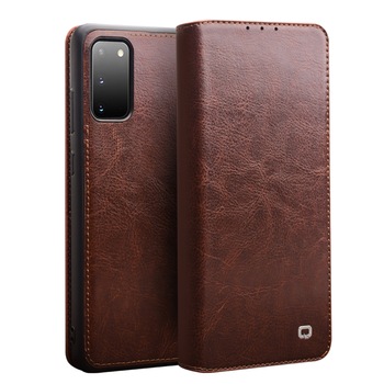 Husa Samsung Galaxy S20 - Qialino Classic Wallet, slim din piele fina tip carte, cu buzunar card, culoare Maro Coniac Husa Samsung Galaxy S20 - Qialino Classic Wallet, slim din piele fina tip carte, cu buzunar card, culoare Maro Coniac