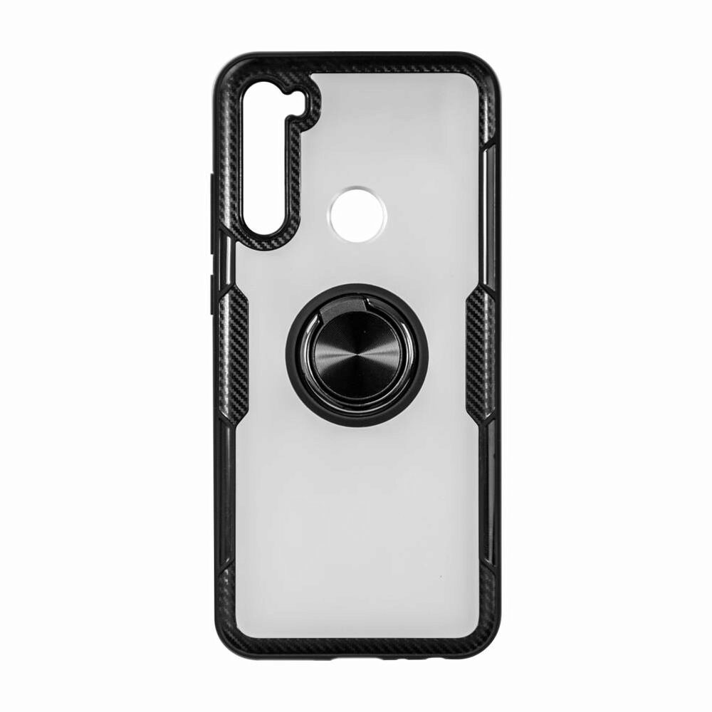 Husa Forcell Carbon Clear cu Inel Multifunctional pentru Xiaomi Note 8T, Negru