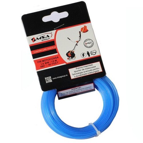 Fir Motocoasa Trimmer Patrat 1.6mm x 15m,Albastru