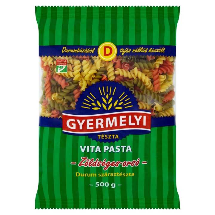 GYERMELYI - VITA PASTA Zöldséges orsó, Durum száraztészta, 500 g