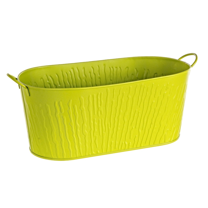 Ghiveci oval metal verde 33 cm x 15 cm x 14 h