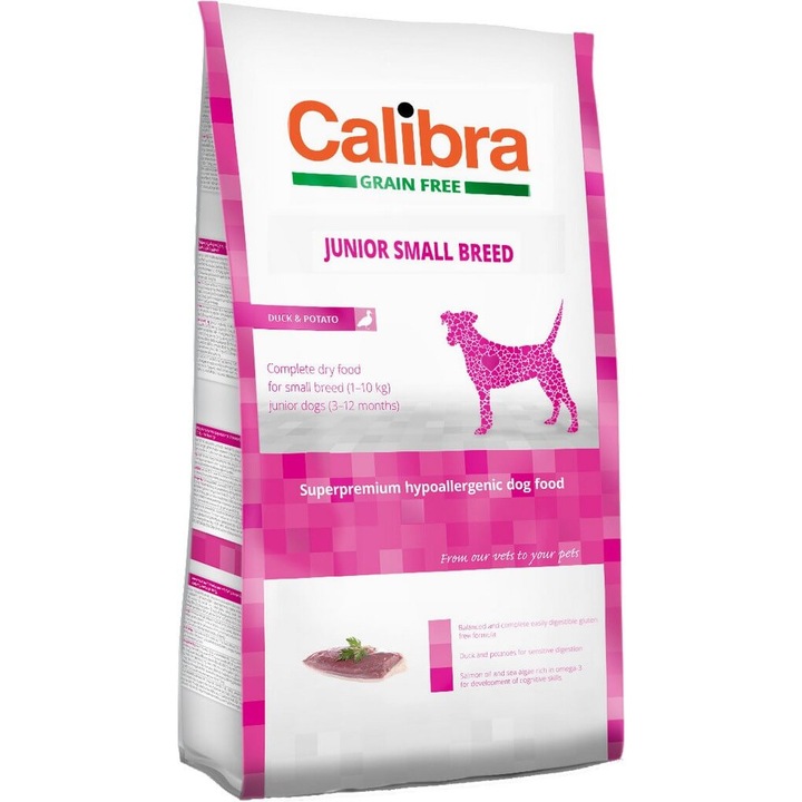 Hrana uscata pentru catei, Calibra Dog GF Small Duck, 7 kg