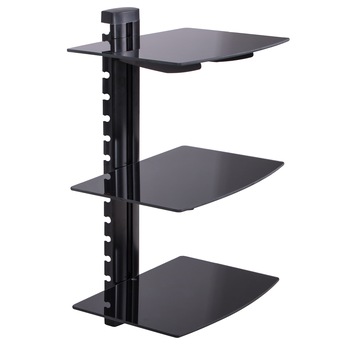 Suport DVD de perete Springos trei rafturi Negru Suport DVD de perete Springos trei rafturi Negru