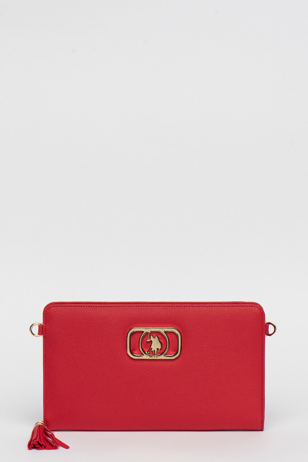 U.S. Polo Assn., Geanta crossbody din piele ecologica cu logo metalic, Rosu